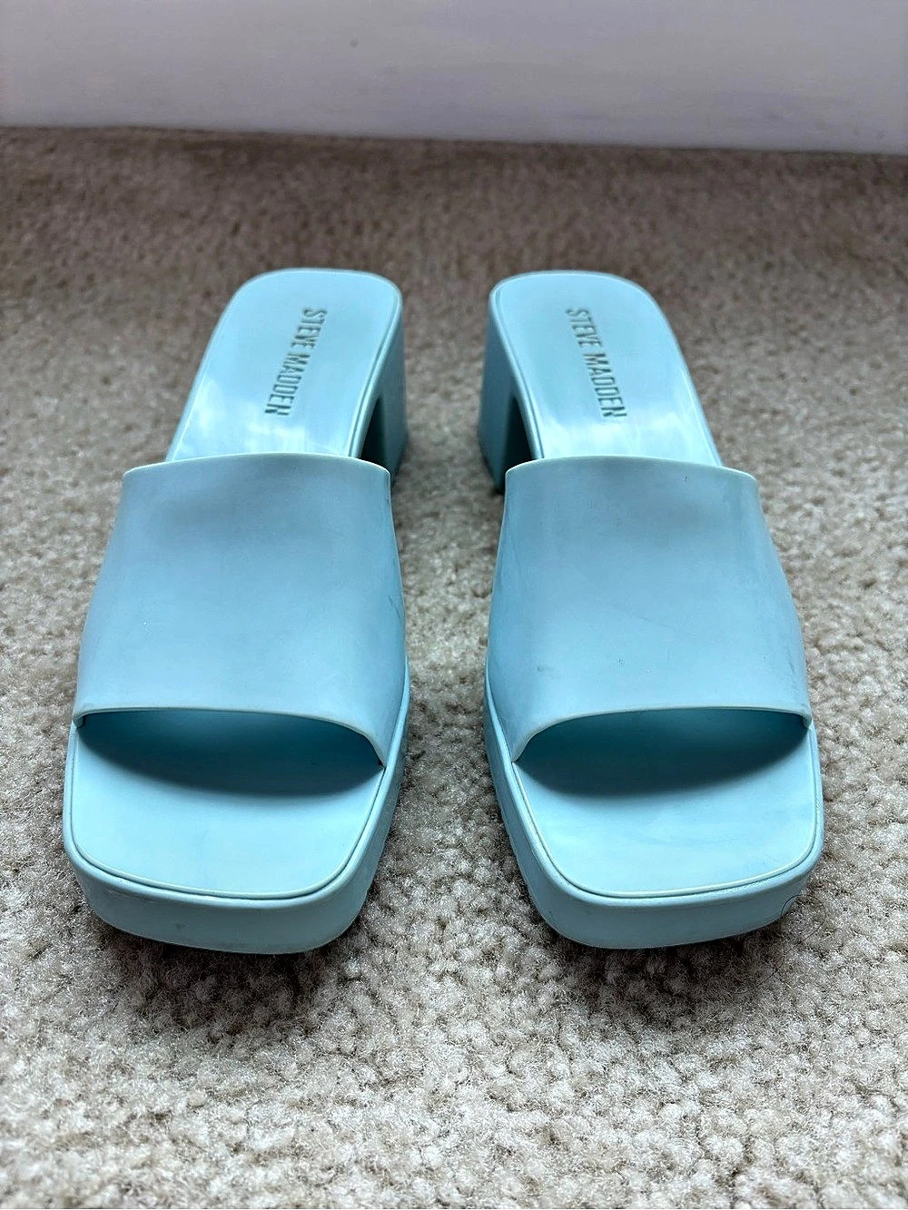 Steve Madden Harlin Platform Slide Mules Blue